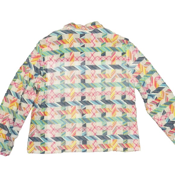 Alfred Dunner Madras Plaid Shacket Sz 18 Linen Button Down Shirt Boxy Patchwork - Picture 2 of 8